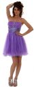 Strapless Mesh Short Party Dress with Beaded Bust in Lavender